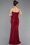 Weinrot Abendkleid Spitze Lang ABU6148