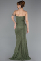 Khaki Abendkleid Spitze Lang ABU6148