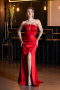 Abschlusskleid Lang Satin Rot ABU5923