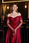 Abendkleid Lang Perlenbesetzt Weinrot ABU5934