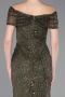 Khaki Abendkleid Perlenbesetzt Lang ABU5694
