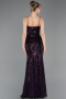 Abendkleid im Meerjungfrau-Stil Lang Violett dunkel ABU5939