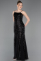 Abendkleid im Meerjungfrau-Stil Lang Schwarz ABU5939