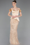 Gold Abendkleid Perlenbesetzt Lang ABU5616