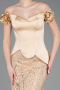 Gold Abendkleid Perlenbesetzt Lang ABU5616