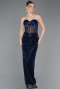 Marineblau Abendkleid Schuppig Lang ABU5702