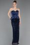 Marineblau Abendkleid Schuppig Lang ABU5702