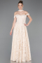 Abendkleid Lang Spitze Beige ABU5942