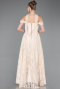 Abendkleid Lang Spitze Beige ABU5942