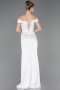 Abendkleid Lang Satin Weiß ABU5976