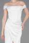 Abendkleid Lang Satin Weiß ABU5976