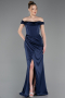 Abendkleid Lang Satin Marineblau ABU5976