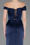 Abendkleid Lang Satin Marineblau ABU5976