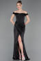 Abendkleid Lang Satin Schwarz ABU5976