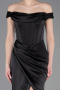 Abendkleid Lang Satin Schwarz ABU5976