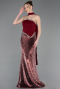 Weinrot Abendkleid İm Meerjungfrau-Stil Schuppig Lang ABU5703