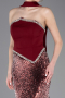 Weinrot Abendkleid İm Meerjungfrau-Stil Schuppig Lang ABU5703