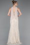 Abendkleid Lang Perlenbesetzt Beige ABU5983