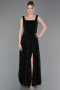Abendkleid Lang Schuppig Schwarz ABU5986