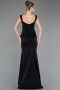 Schwarz-Gold Abendkleid İm Meerjungfrau-Stil Lang ABU5768