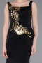 Schwarz-Gold Abendkleid İm Meerjungfrau-Stil Lang ABU5768