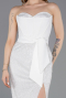 Standesamtkleid Lang Perlenbesetzt Weiß ABU5988