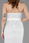 Standesamtkleid Lang Perlenbesetzt Weiß ABU5988