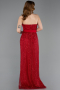Standesamtkleid Lang Perlenbesetzt Rot ABU5988