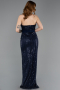 Standesamtkleid Lang Perlenbesetzt Marineblau ABU5988