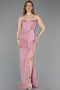 Standesamtkleid Lang Perlenbesetzt Puder ABU5988