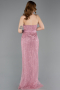 Standesamtkleid Lang Perlenbesetzt Puder ABU5988