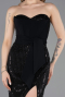 Standesamtkleid Lang Perlenbesetzt Schwarz ABU5988