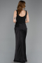 Abschlusskleid Lang Satin Schwarz ABU5990