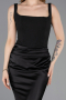 Abschlusskleid Lang Satin Schwarz ABU5990