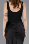 Abschlusskleid Lang Satin Schwarz ABU5990