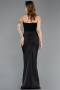 Schwarz Abendkleid İm Meerjungfrau-Stil Satin Lang ABU5820