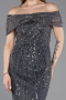 Partykleid Midi Perlenbesetzt Anthrazit ABK2592