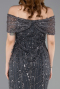 Partykleid Midi Perlenbesetzt Anthrazit ABK2592