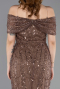 Partykleid Midi Perlenbesetzt Kupfer ABK2592