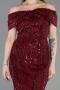 Partykleid Midi Perlenbesetzt Weinrot ABK2592
