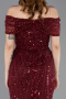 Partykleid Midi Perlenbesetzt Weinrot ABK2592
