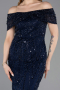 Partykleid Midi Perlenbesetzt Marineblau ABK2592