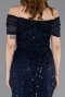 Partykleid Midi Perlenbesetzt Marineblau ABK2592