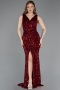 Weinrot Abendkleid Lang ABU5281