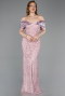 Puder Abendkleid Perlenbesetzt Lang ABU5400