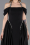 Standesamtkleid Lang Satin Schwarz ABU5995