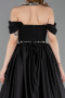 Standesamtkleid Lang Satin Schwarz ABU5995