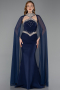 Marineblau Abendkleid İm Meerjungfrau-Stil Lang ABU5866