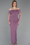 Lavendel Abendkleid Perlenbesetzt Lang ABU5550