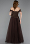 Abendkleid Lang Spitze Braun ABU5996